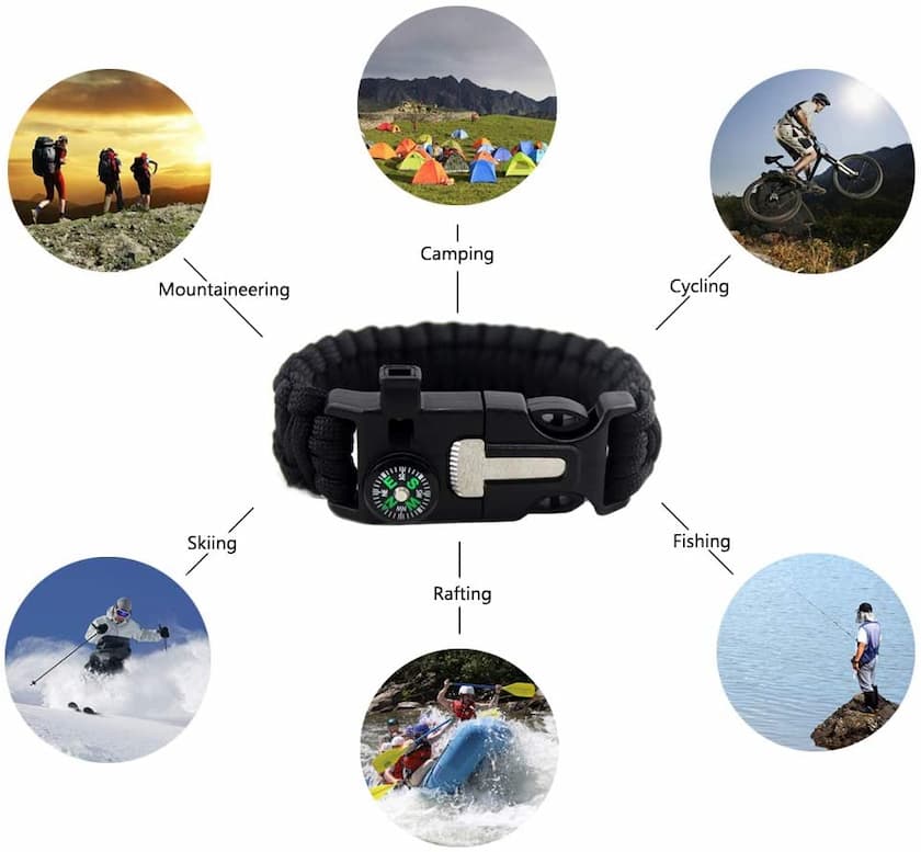 Multi-functional Survival Paracord Bracelet Black Camping Outdoor Tact —  Survival Search